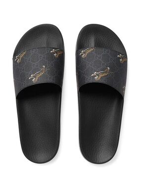 GUCCI SUPREME TIGERS RUBBER SLIDES